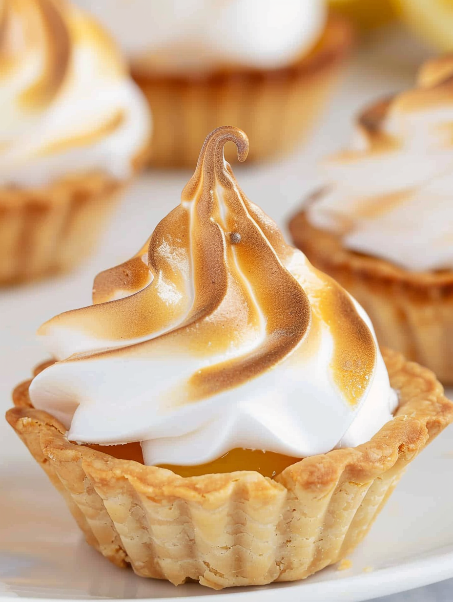 Mini lemon meringue pies in a muffin tin