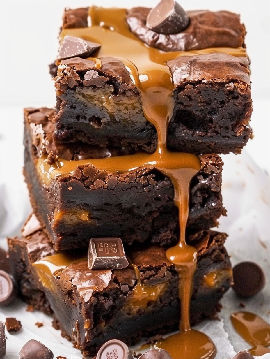 Close-up of Milky Way brownie slice