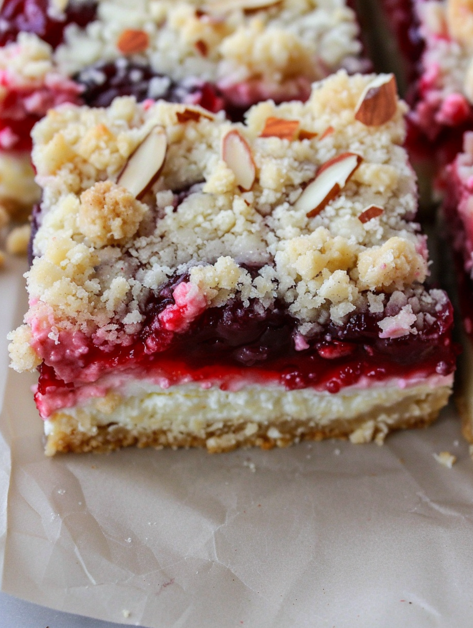 Cherry-topped cheesecake bars cooling in an 8x8 pan