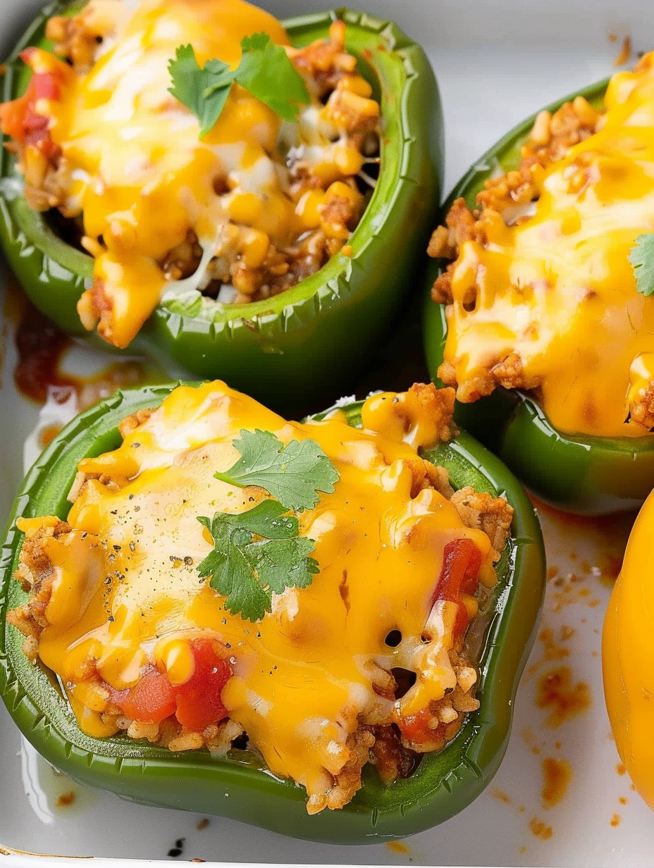Close up of stuffed pepper filling