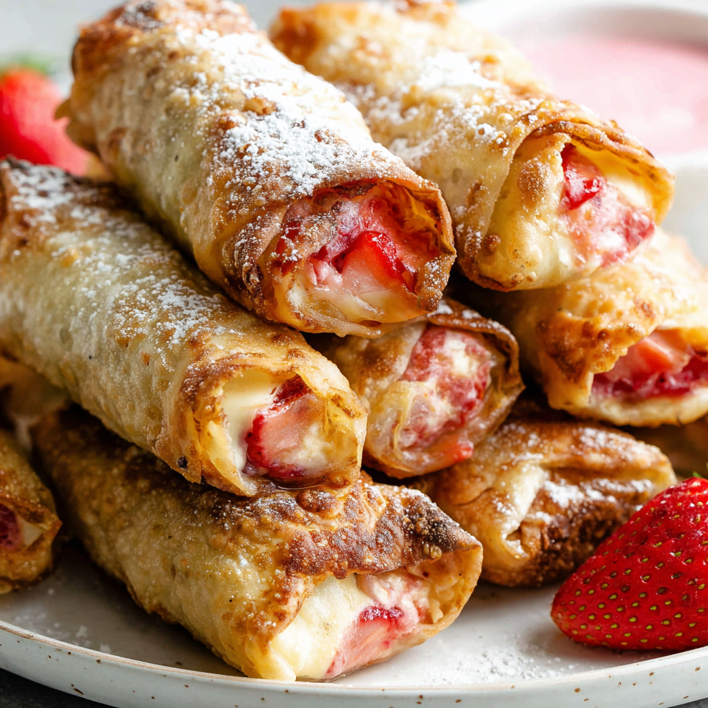 Strawberry Cheesecake Egg Rolls - fresh from the air fryer