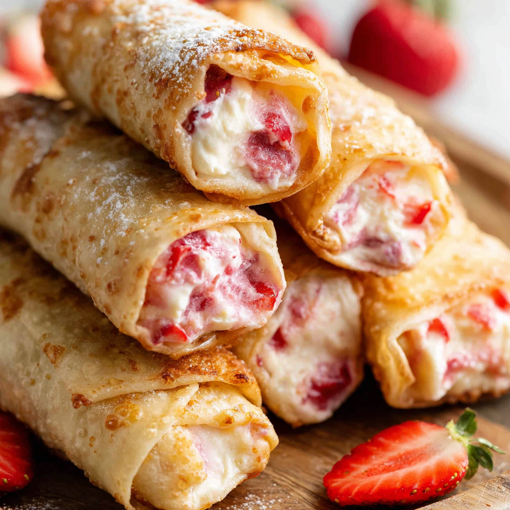Close-up inside of a strawberry cream cheese filling