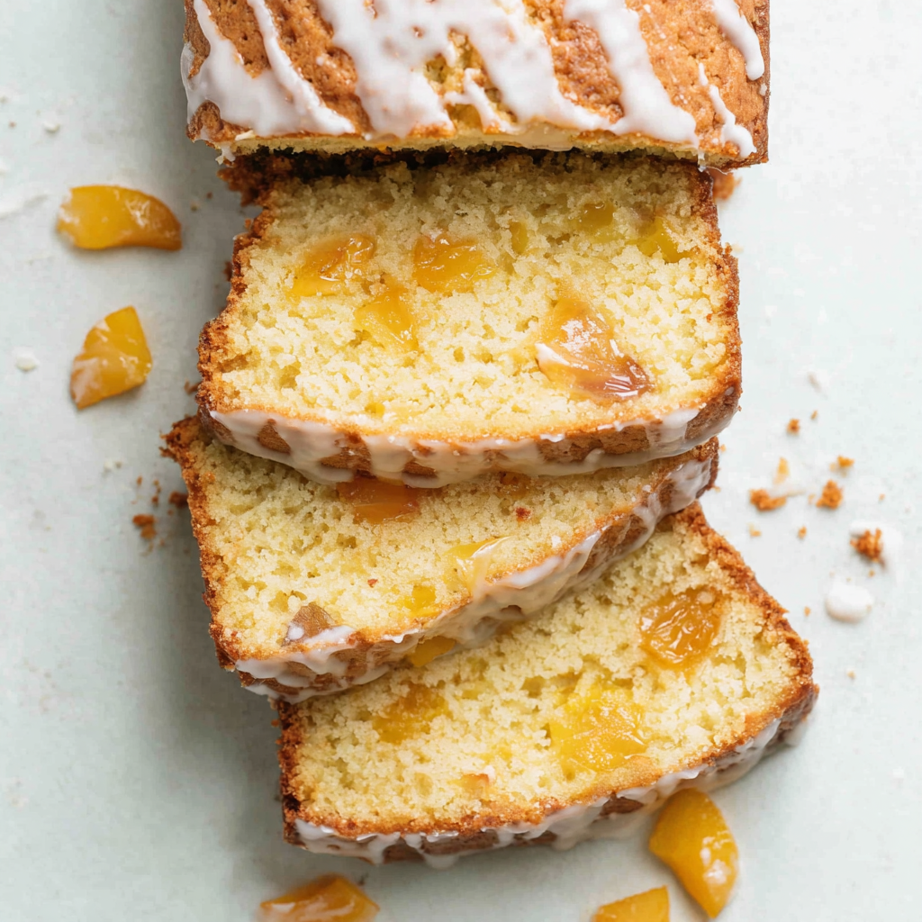 Canned Peach Quick Bread with Peach Glaze