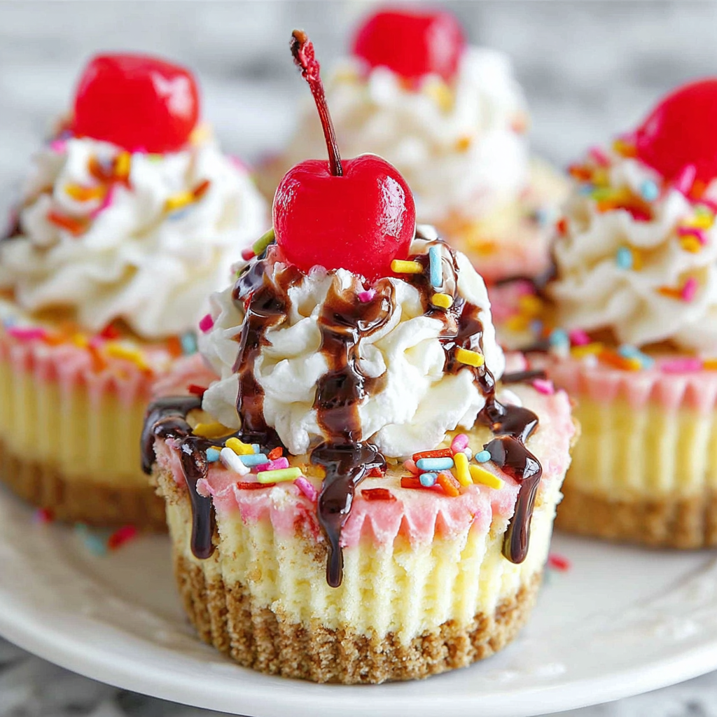 Ice Cream Sundae Mini Cheesecakes