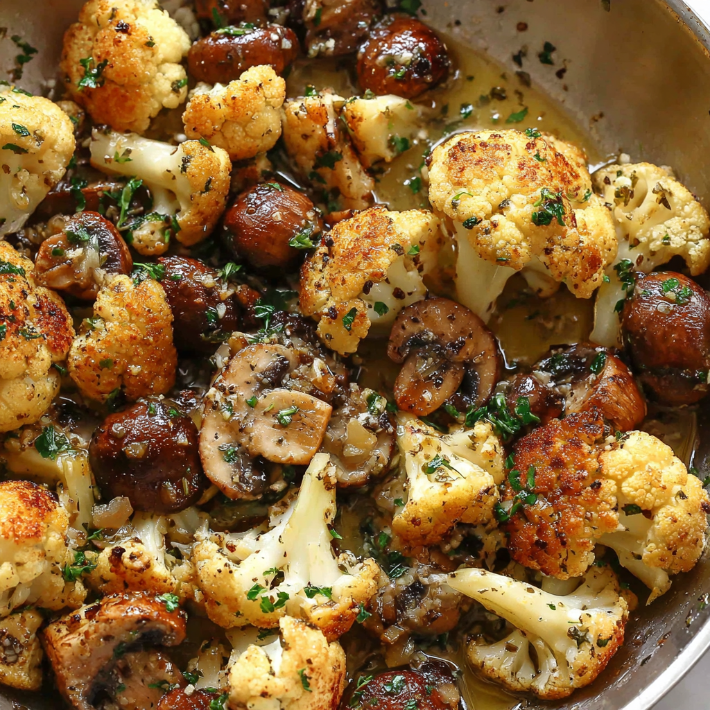Garlic Butter Mushrooms and Cauliflower