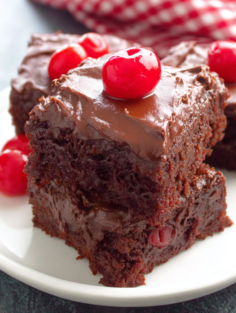 Close-up slice showing cherry pockets