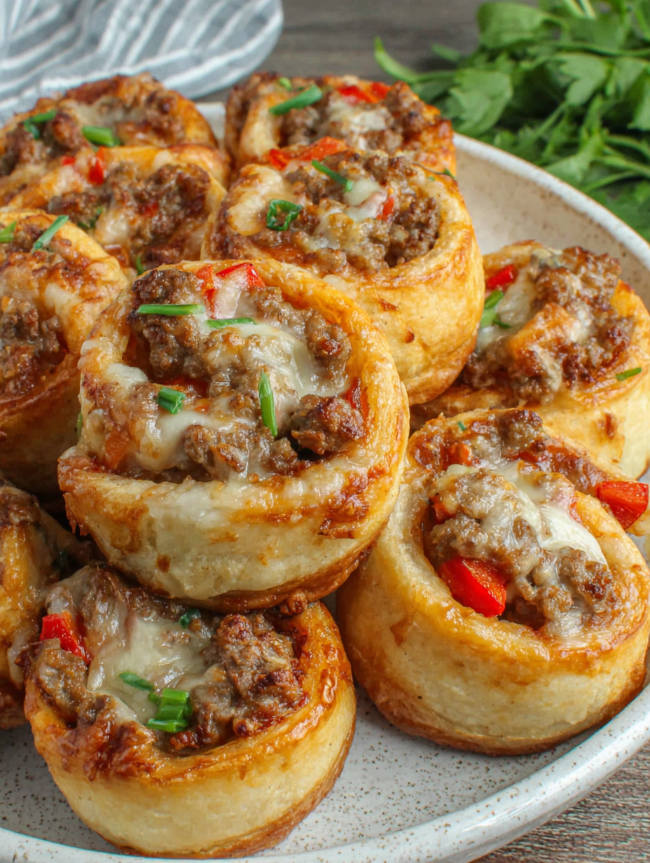 Baked sausage pinwheels on parchment