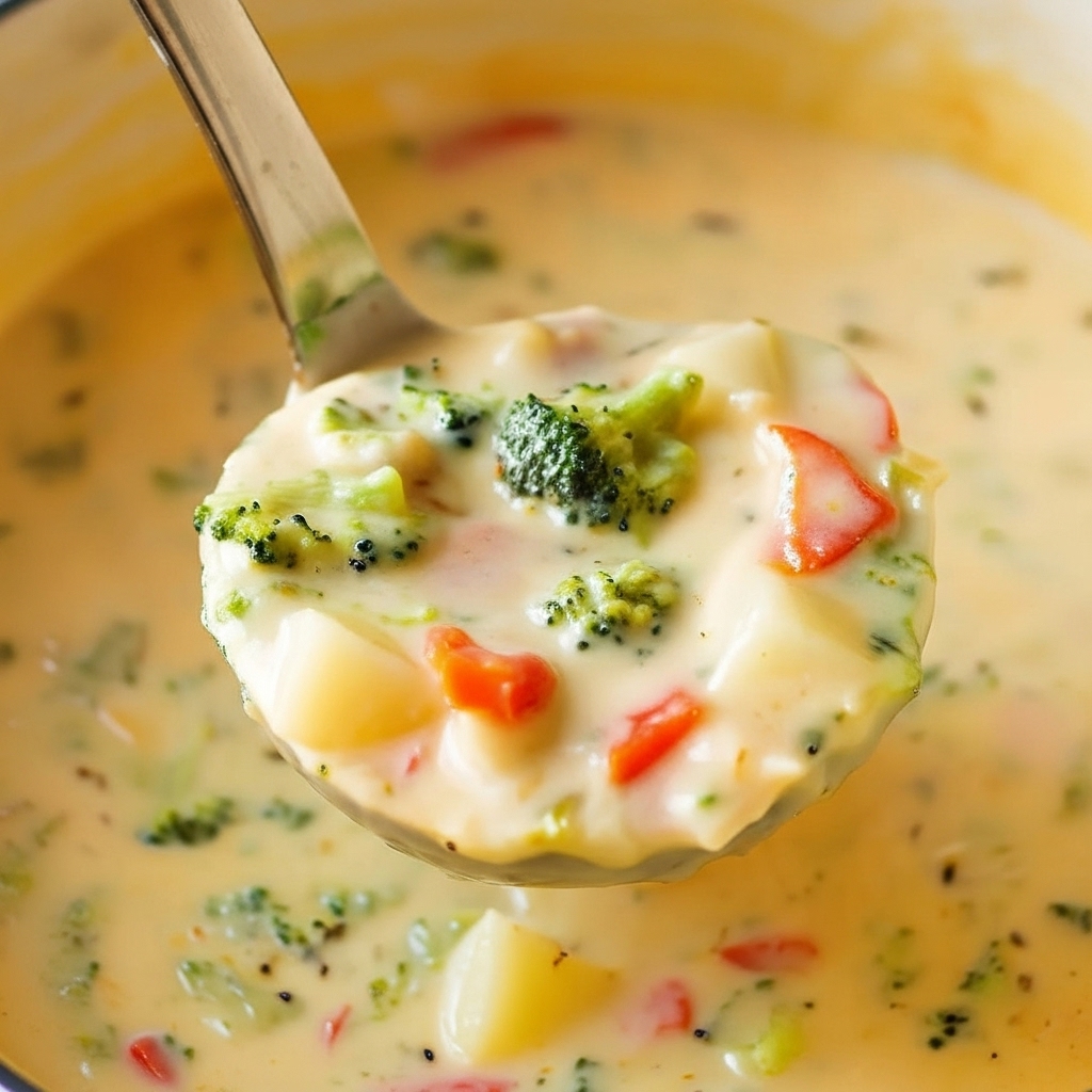 Cheesy Cheddar Broccoli Potato Soup