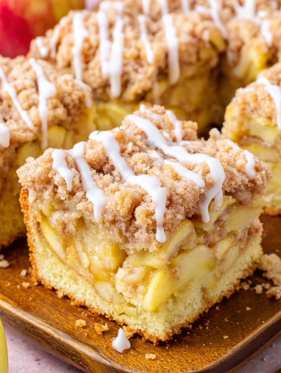 Apple coffee cake with streusel and glaze