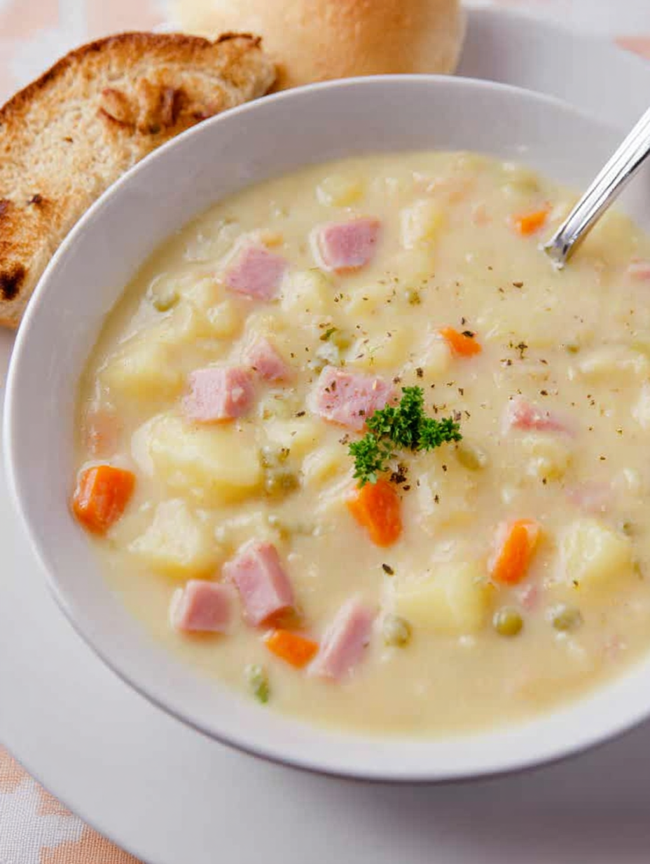 Ingredients for ham and potato soup