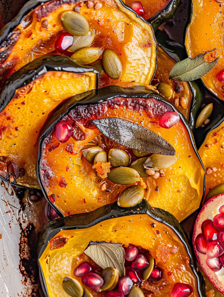 Sweet and Spicy Roasted Acorn Squash Slices glazed with orange butter