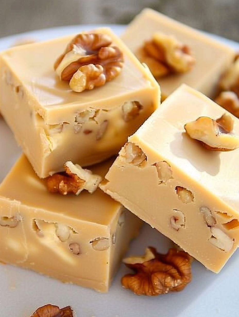 Plated maple nut fudge squares
