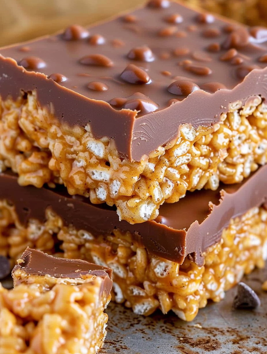 A tray of Scotcheroos with butterscotch and chocolate topping