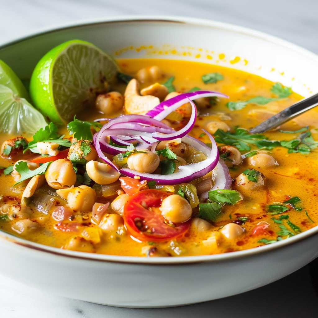30 Minute Chickpea and Tomato Coconut Curry Soup