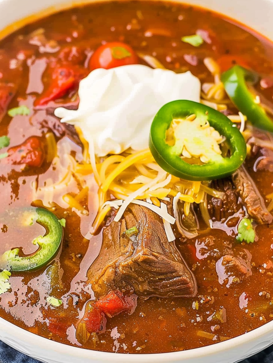 Bowl of Texas chili topped with chopped onions and cilantro