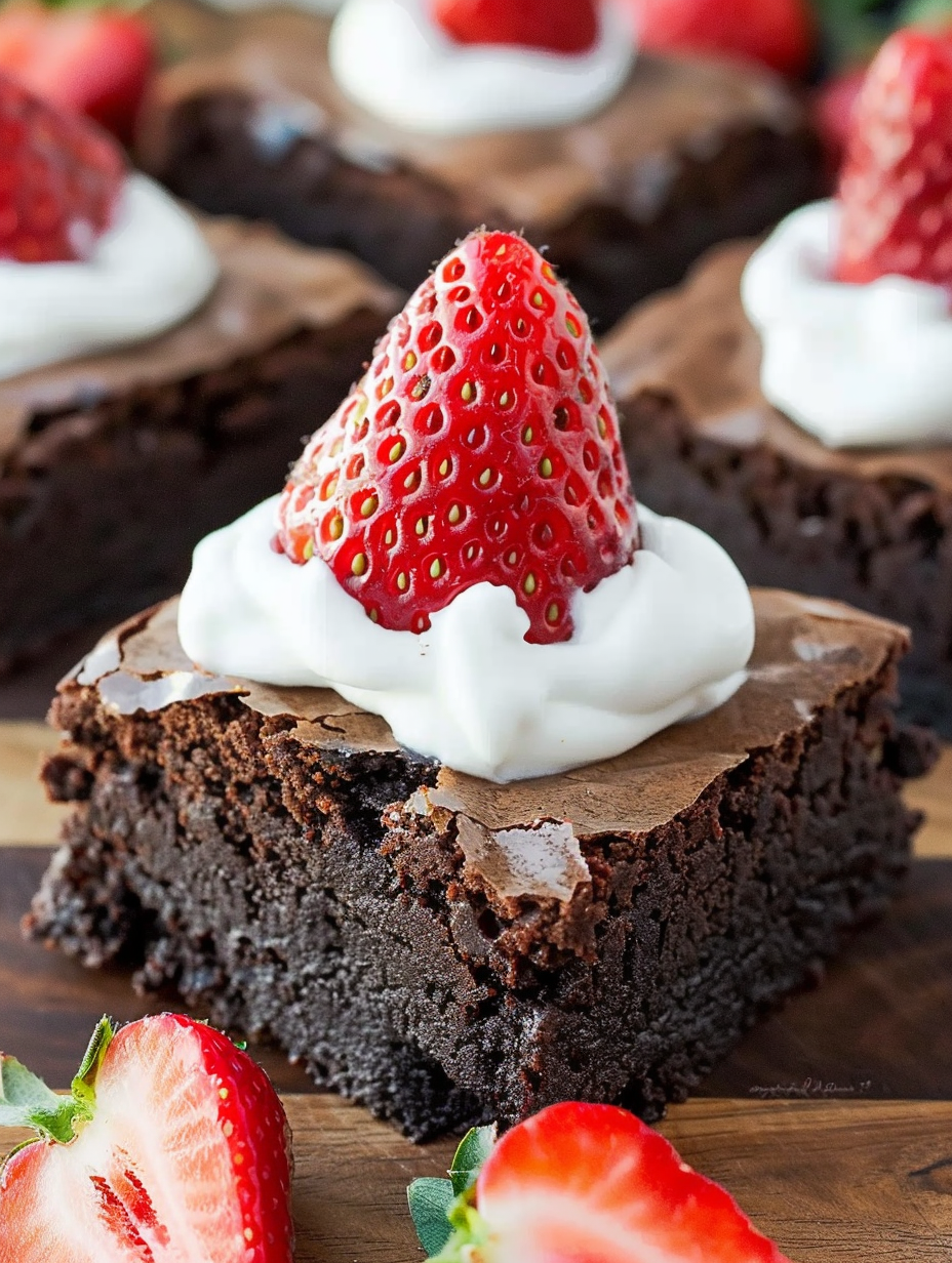 Santa Hat Brownies in pan