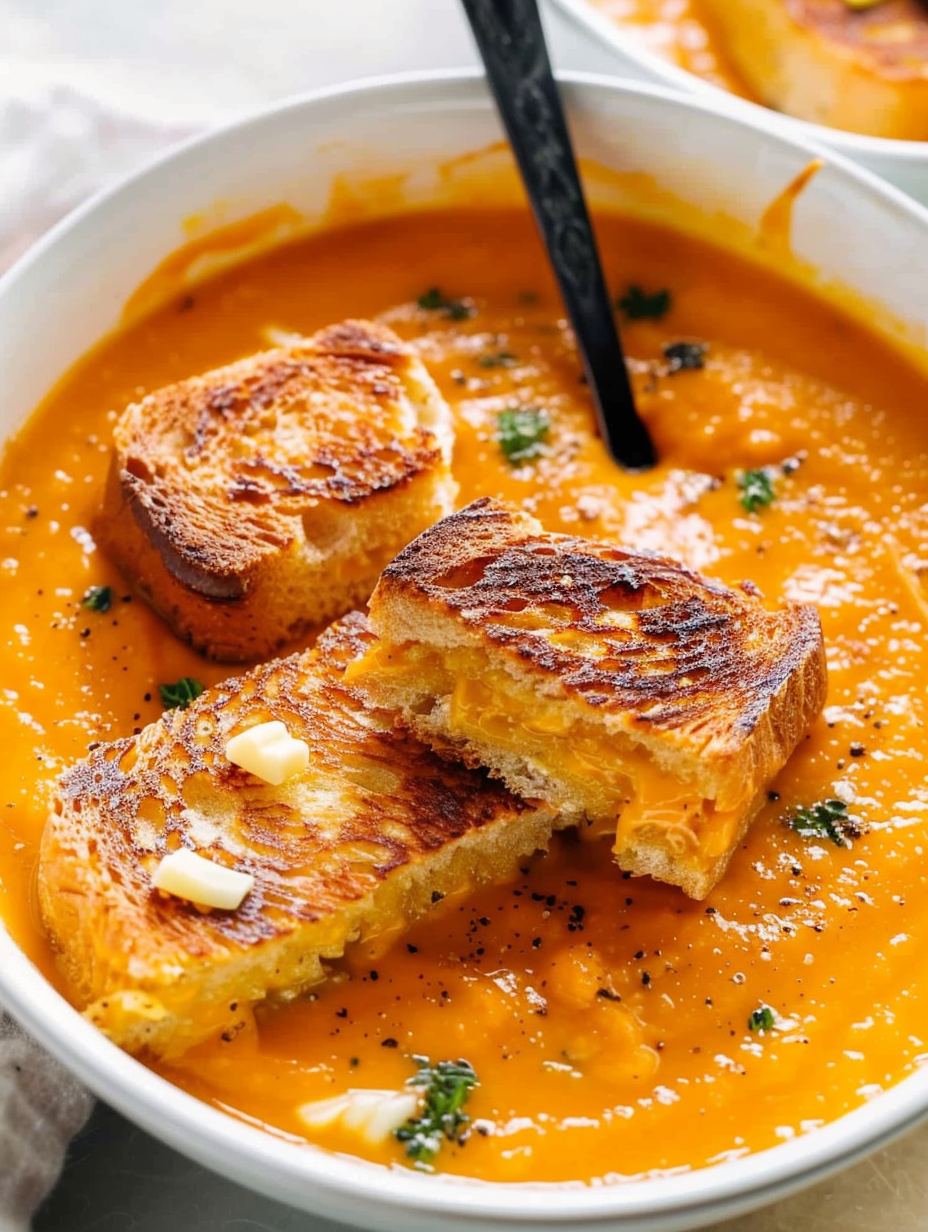 Grilled cheese croutons arranged on cutting board