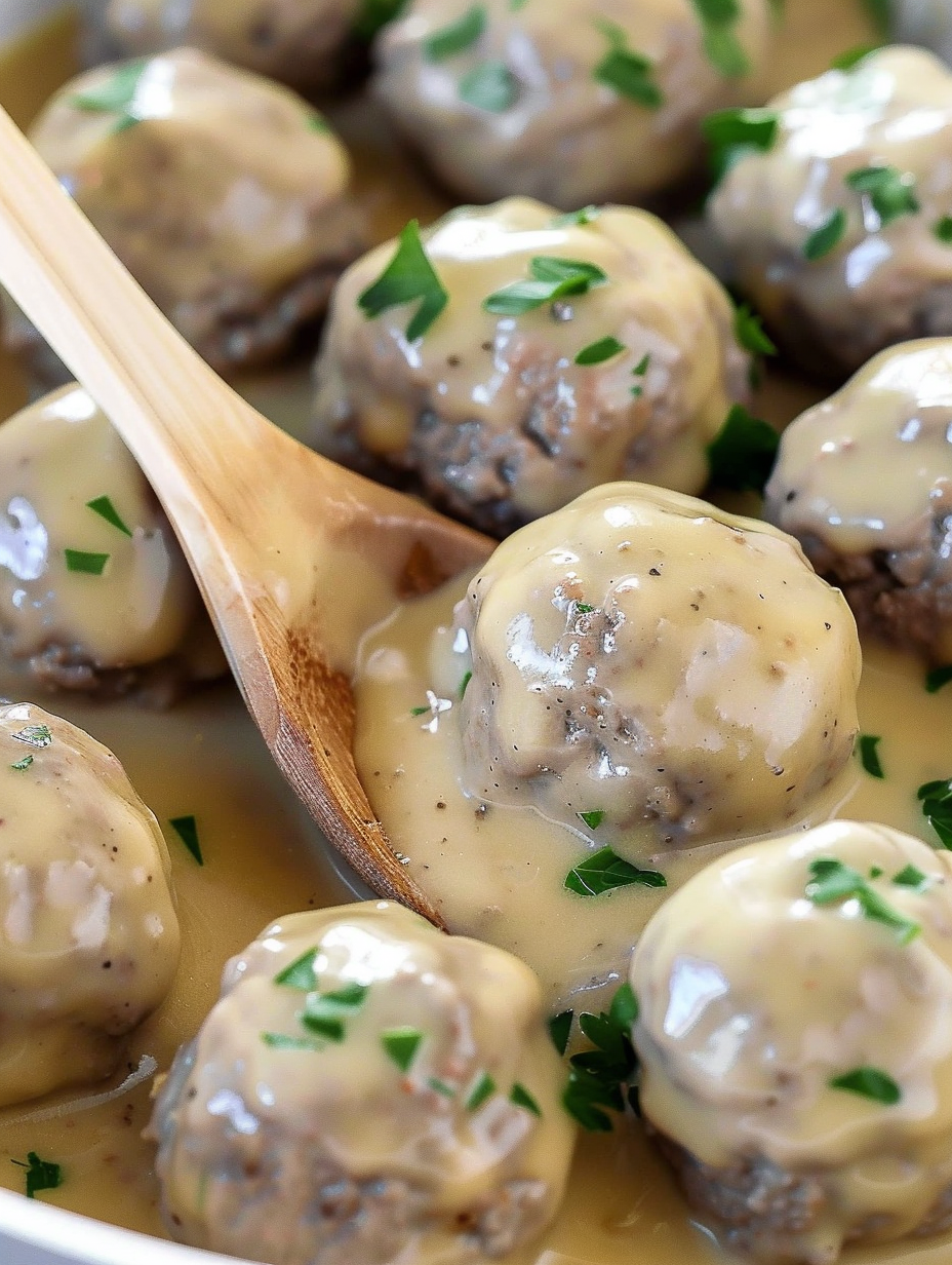 Baking pan with Swedish meatballs