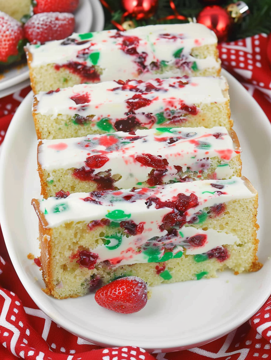 Slices of Christmas Bread with sprinkles