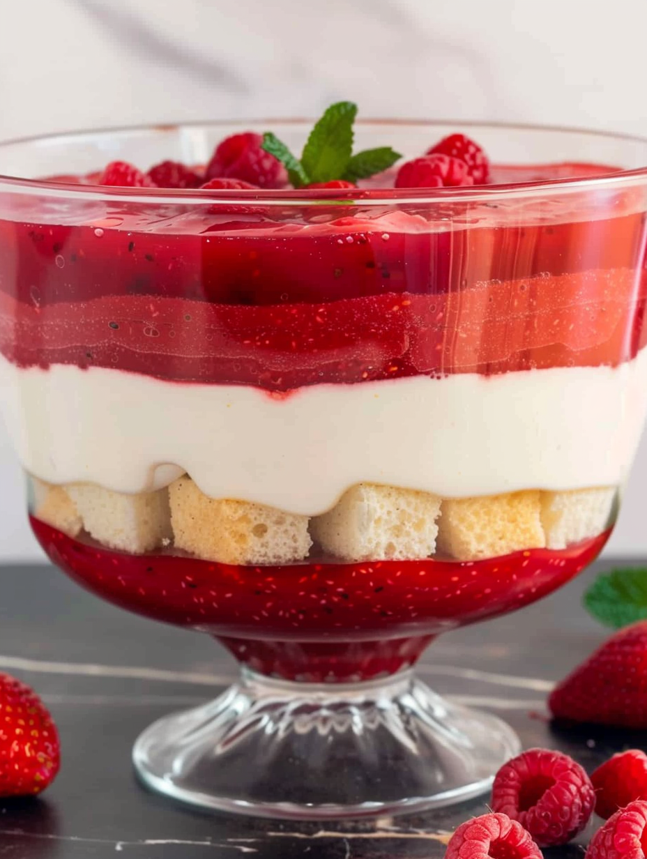 Spoonful of trifle showing layers
