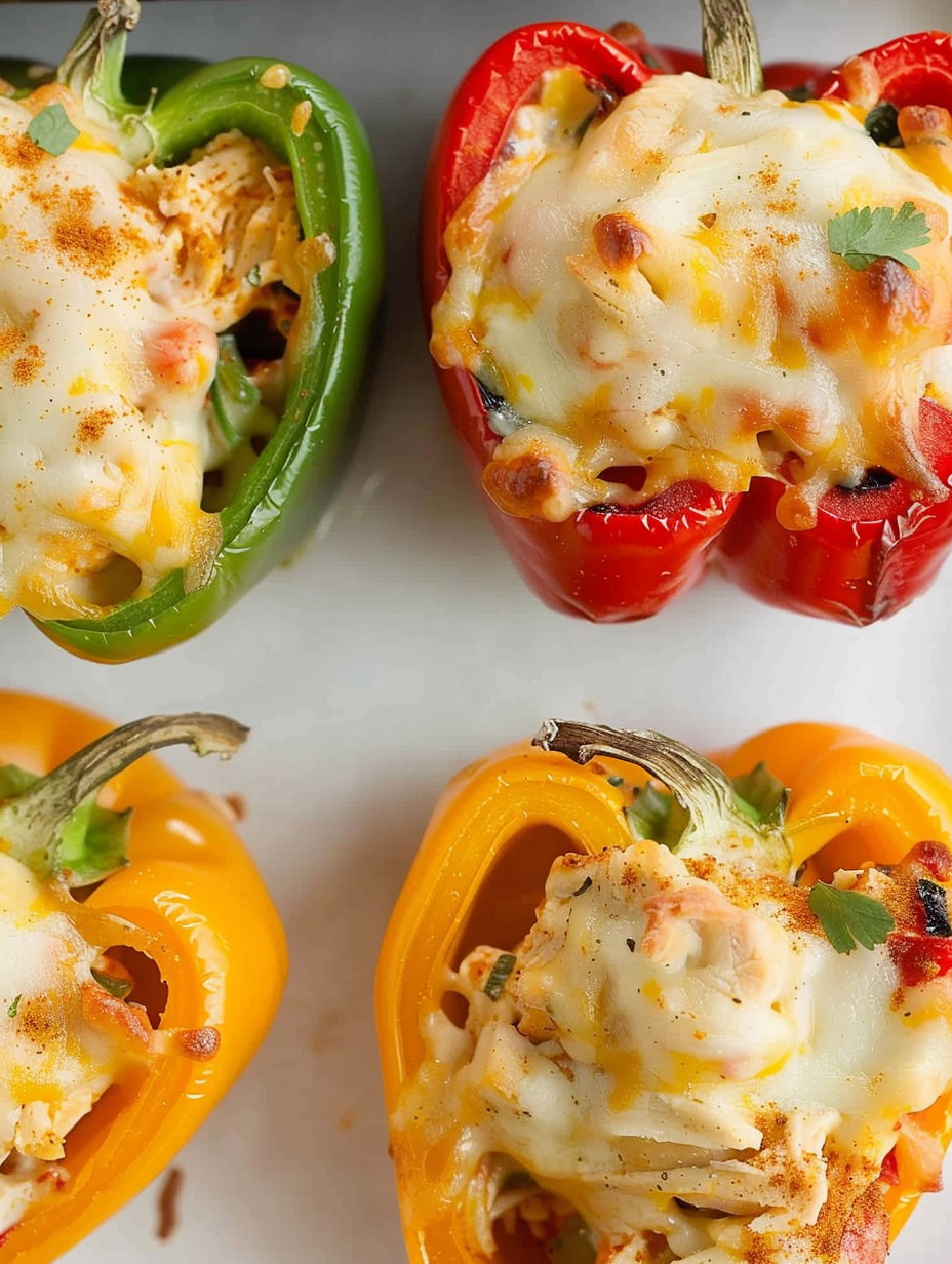 Close-up of melted cheese on stuffed pepper