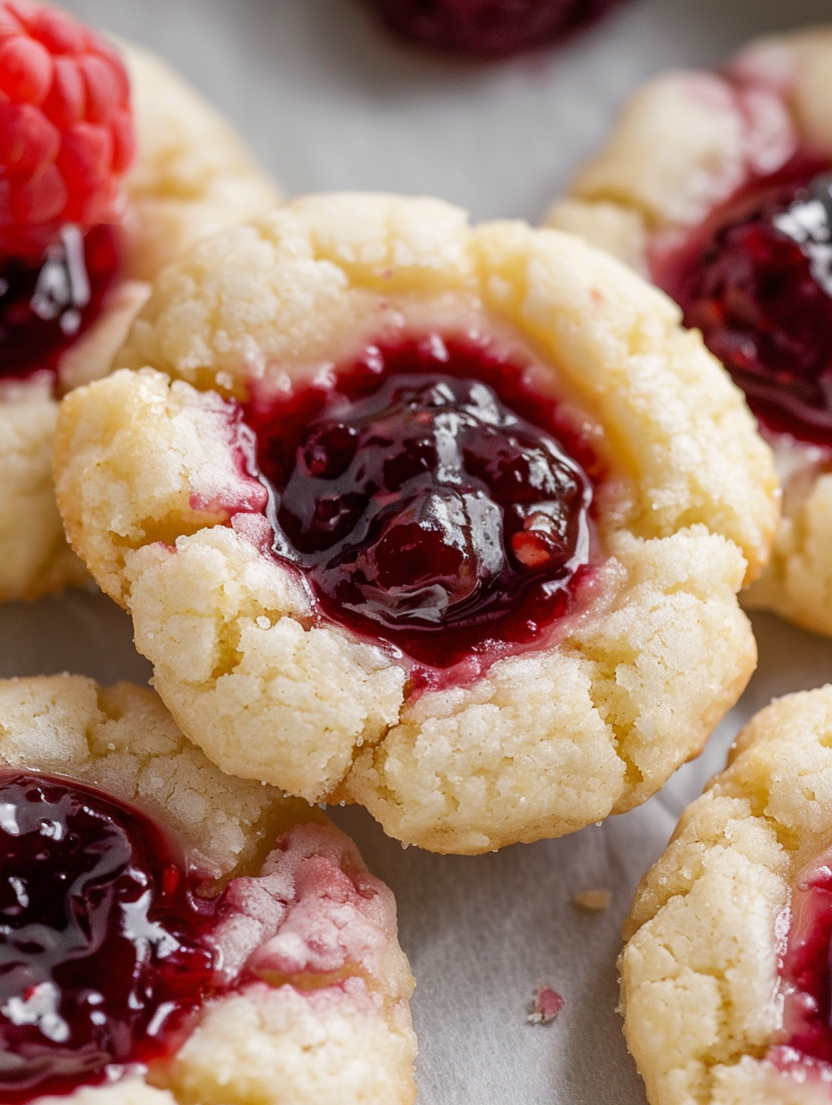 5-Ingredient Raspberry Cheesecake Thumbprint Cookies