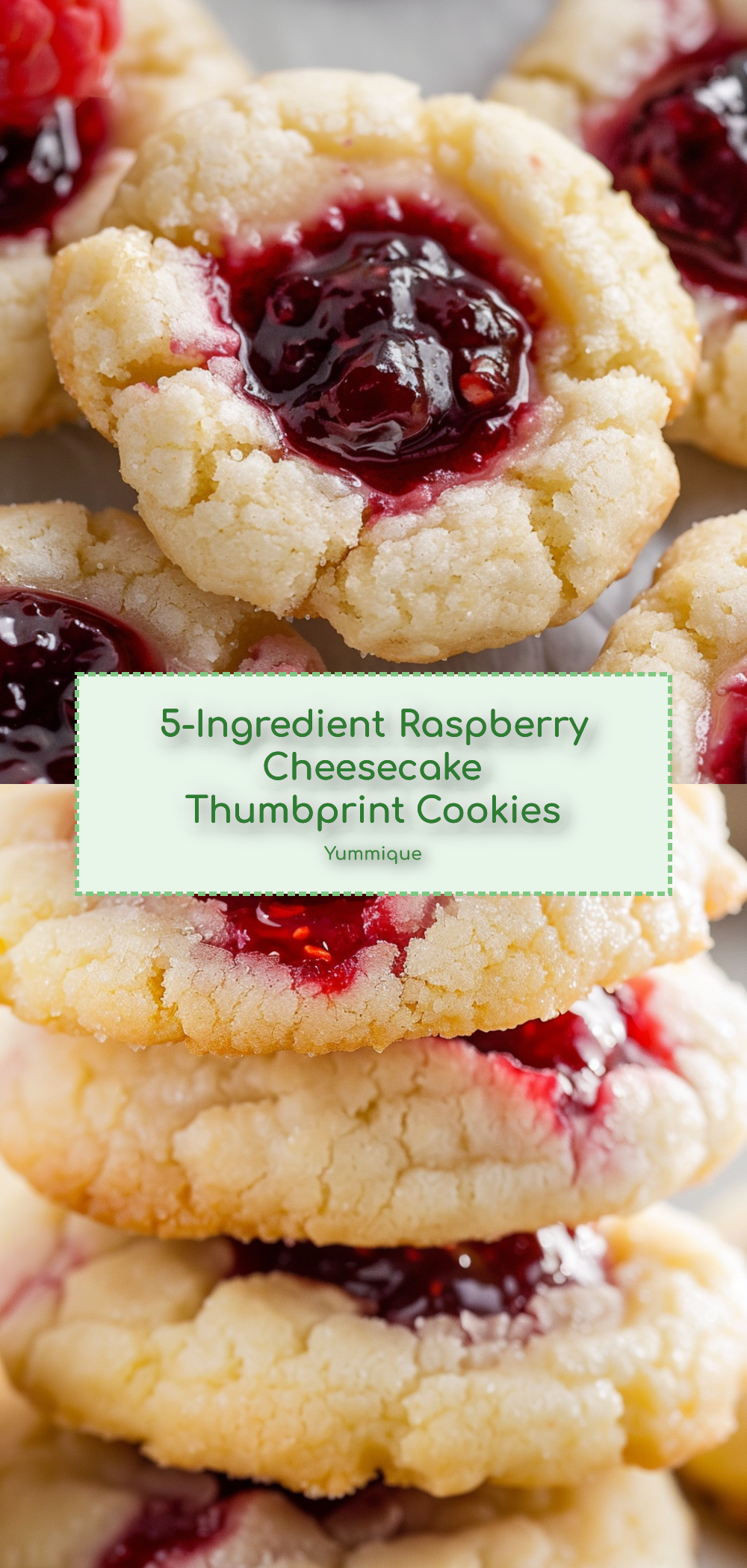 5-Ingredient Raspberry Cheesecake Thumbprint Cookies
