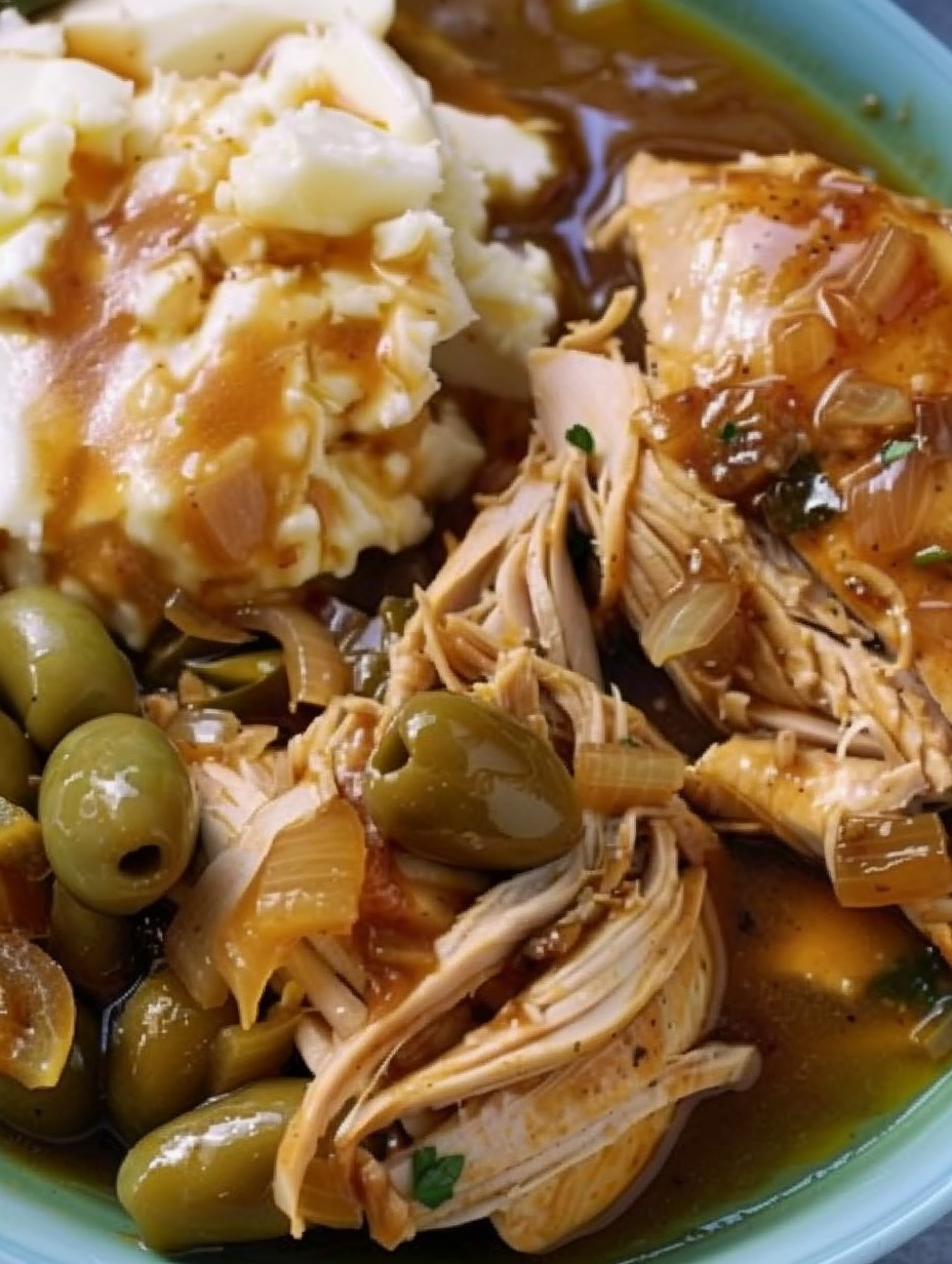 Shredded Mississippi Chicken served on a plate