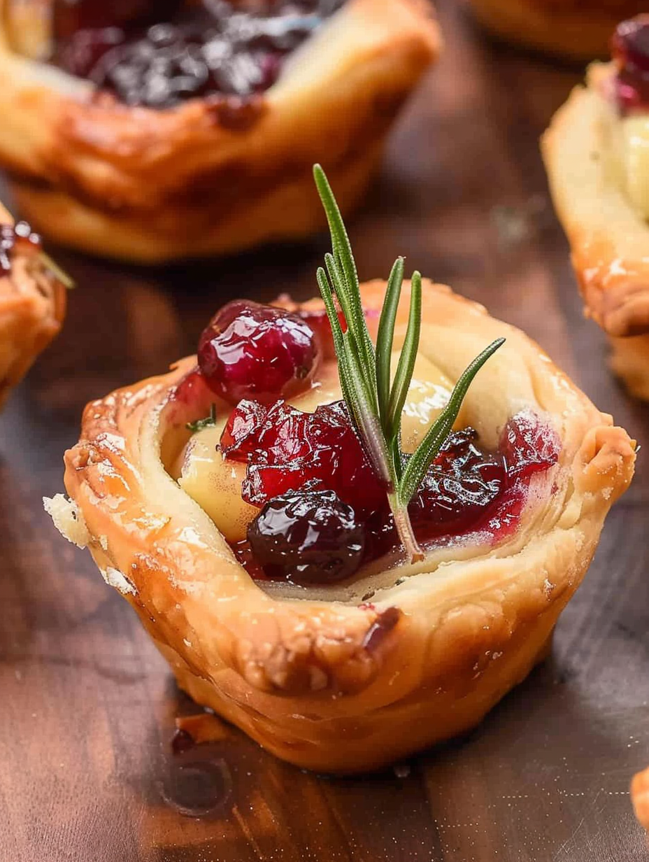 Finished Cranberry Brie Bites on serving platter