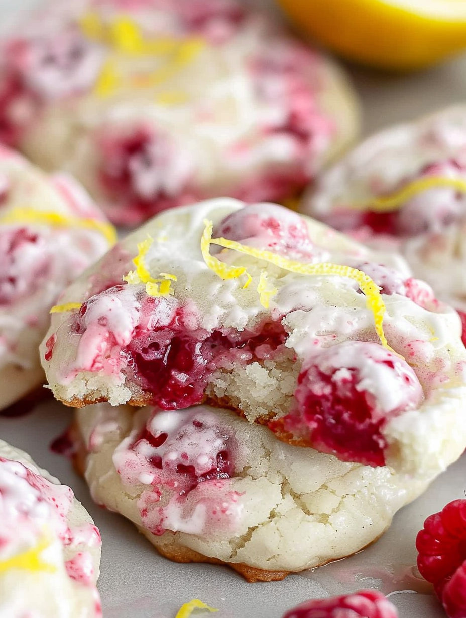 Lemon Raspberry Cookies on cooling rack