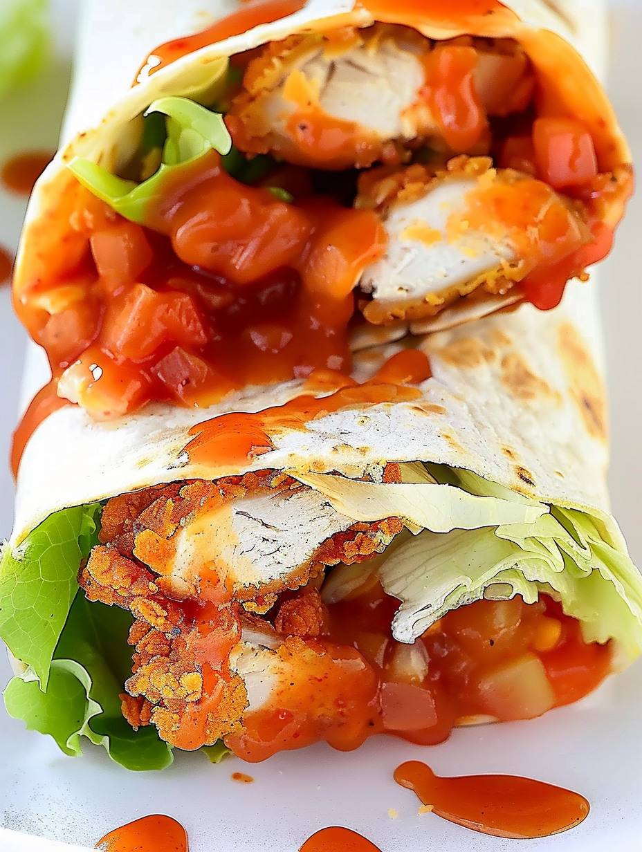 Sticky chicken finger wraps with melted cheddar
