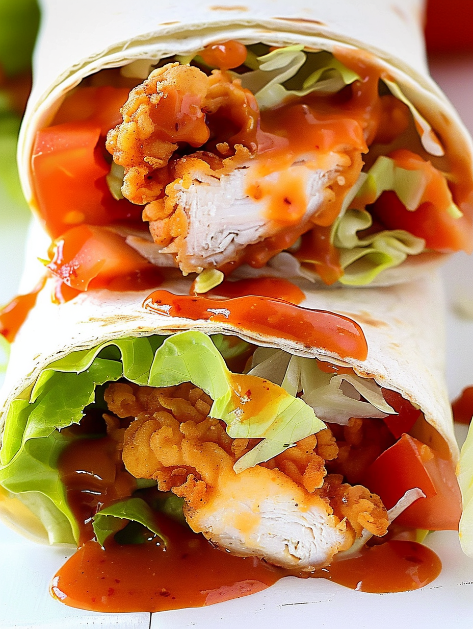 Close-up of glazed chicken fingers and tortillas