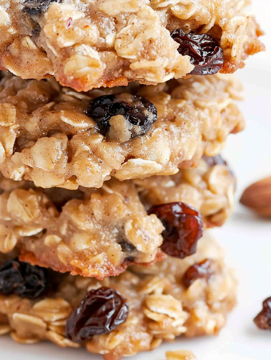 Close-up of oatmeal raisin cookies with cinnamon chips