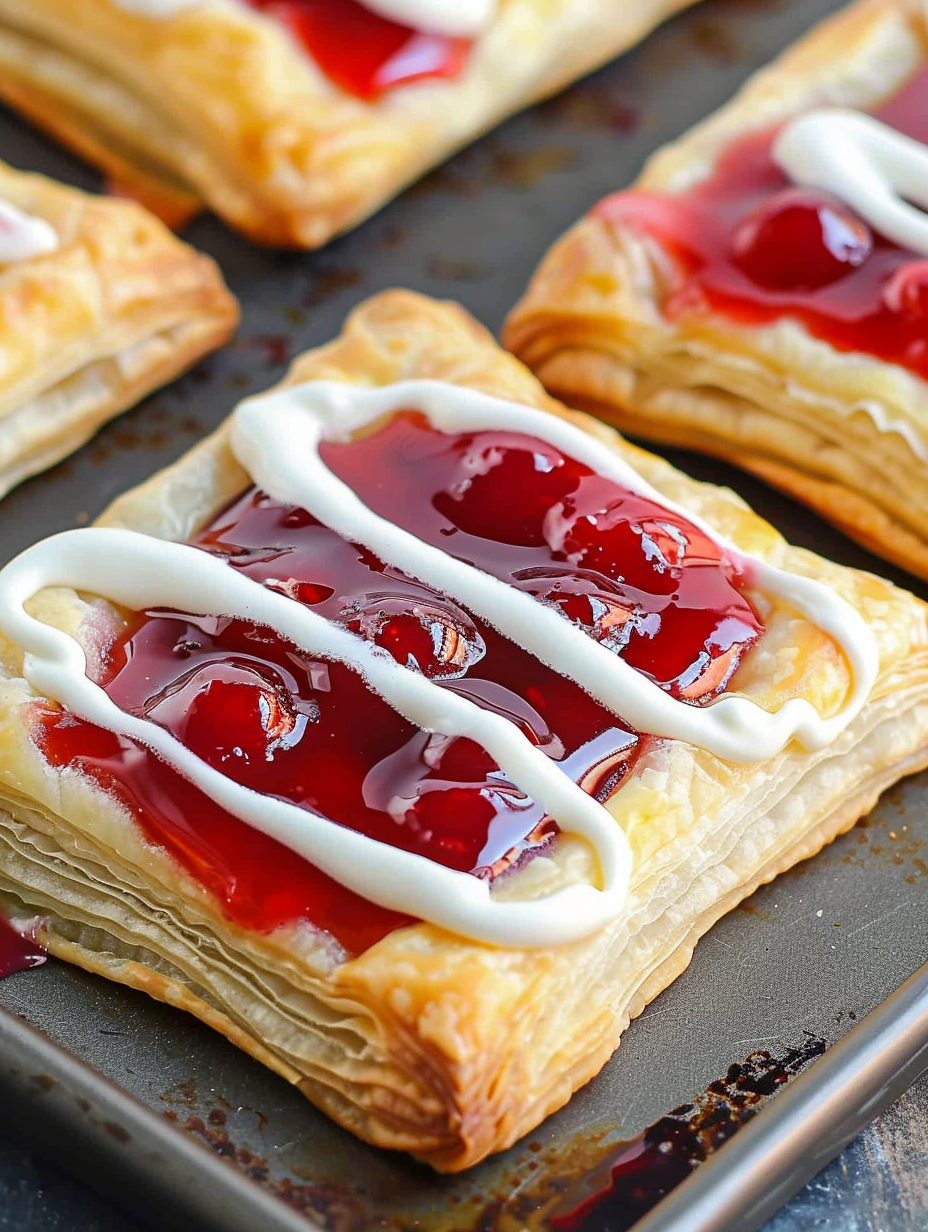 Close-up of a glazed Cherry Danish