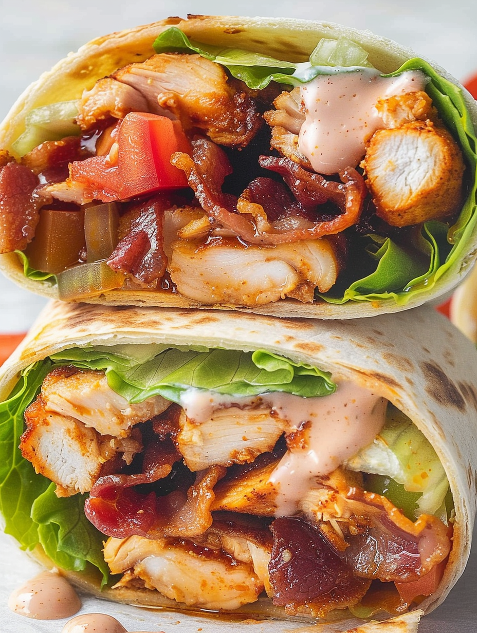 Ingredients laid out for BBQ chicken wrap