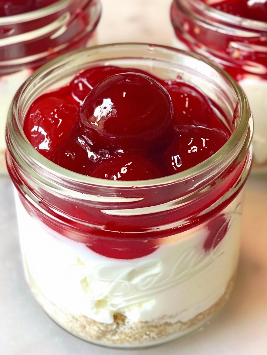 Stack of individual cheesecake jars ready to serve