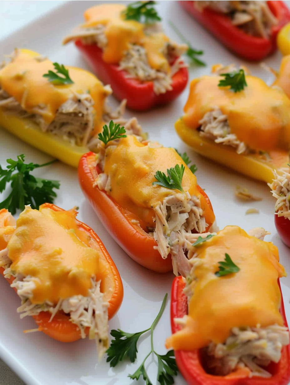 Mini bell peppers halved and ready