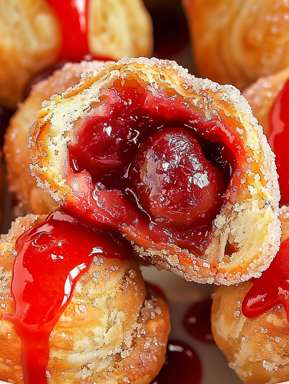 Close-up of cinnamon sugar coating on Cherry Pie Bombs