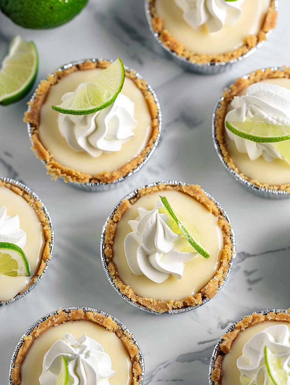 Mini Key Lime Pies in foil tins with whipped cream