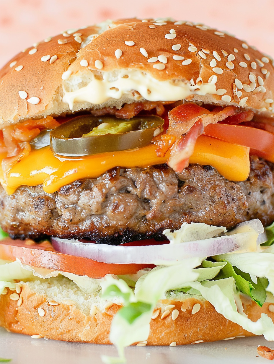 Close up of jalapeno and cheddar stuffed burger filling