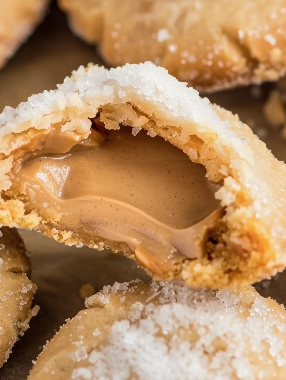 Tray of freshly baked peanut butter lava cookies