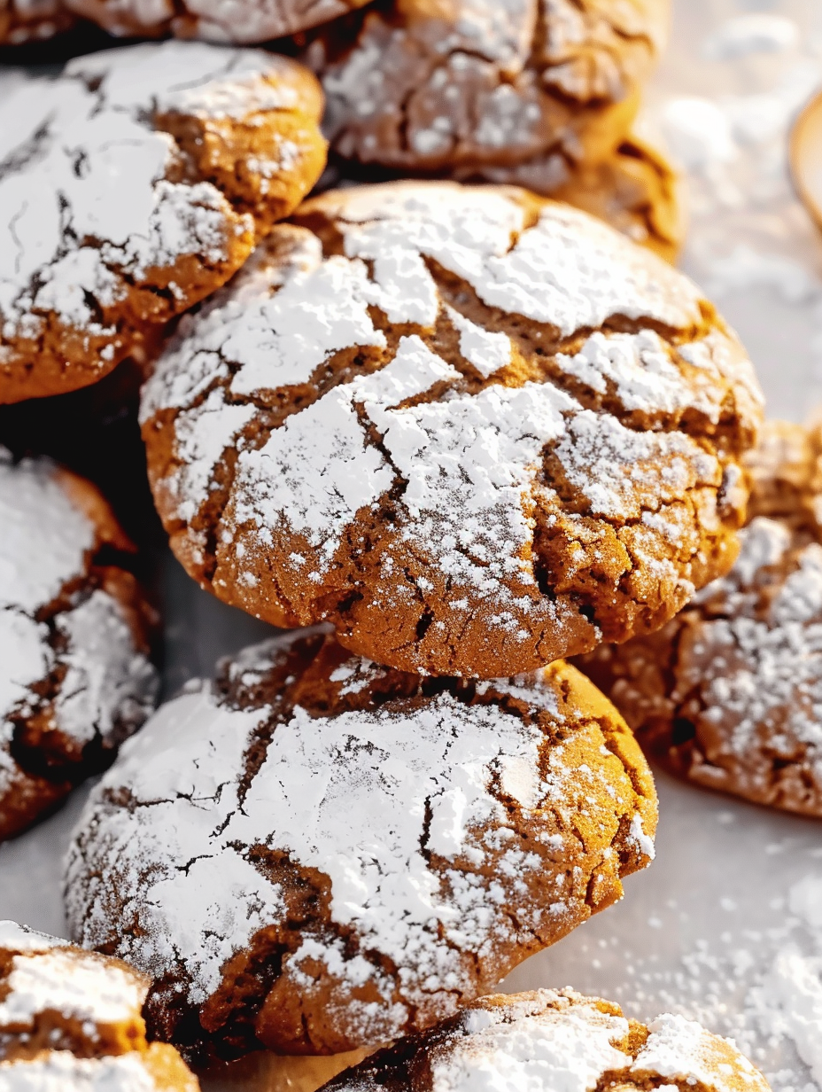 Tray of gingerbread crinkle cookies