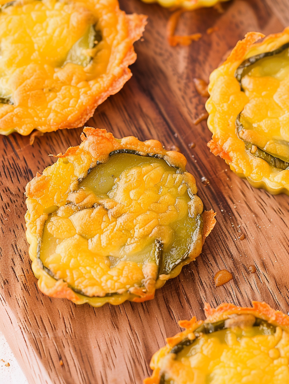 Air Fryer Cheddar Ranch Pickle Chips in muffin tin