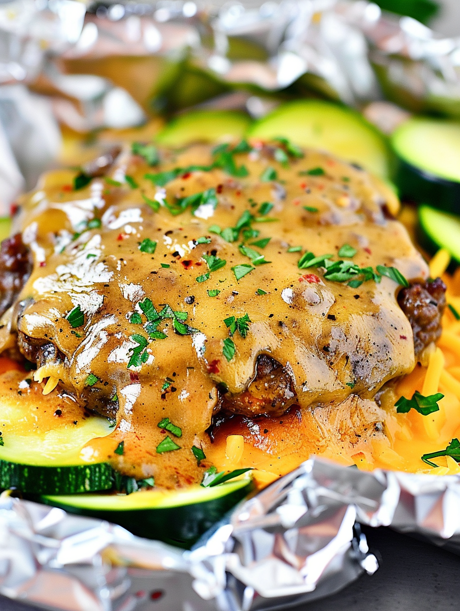 Serving cheeseburger foil packets