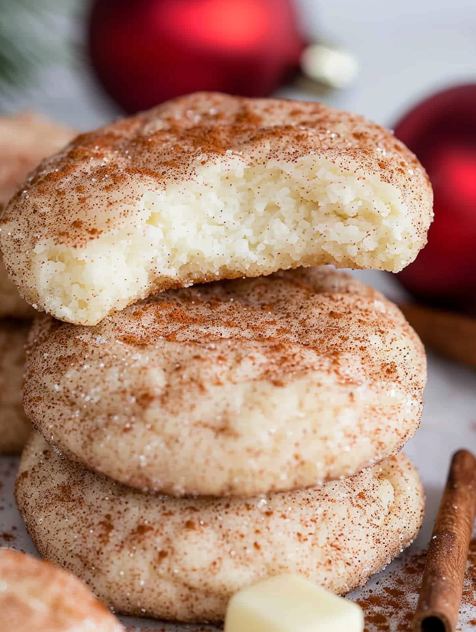 Rolling cookie dough in cinnamon sugar