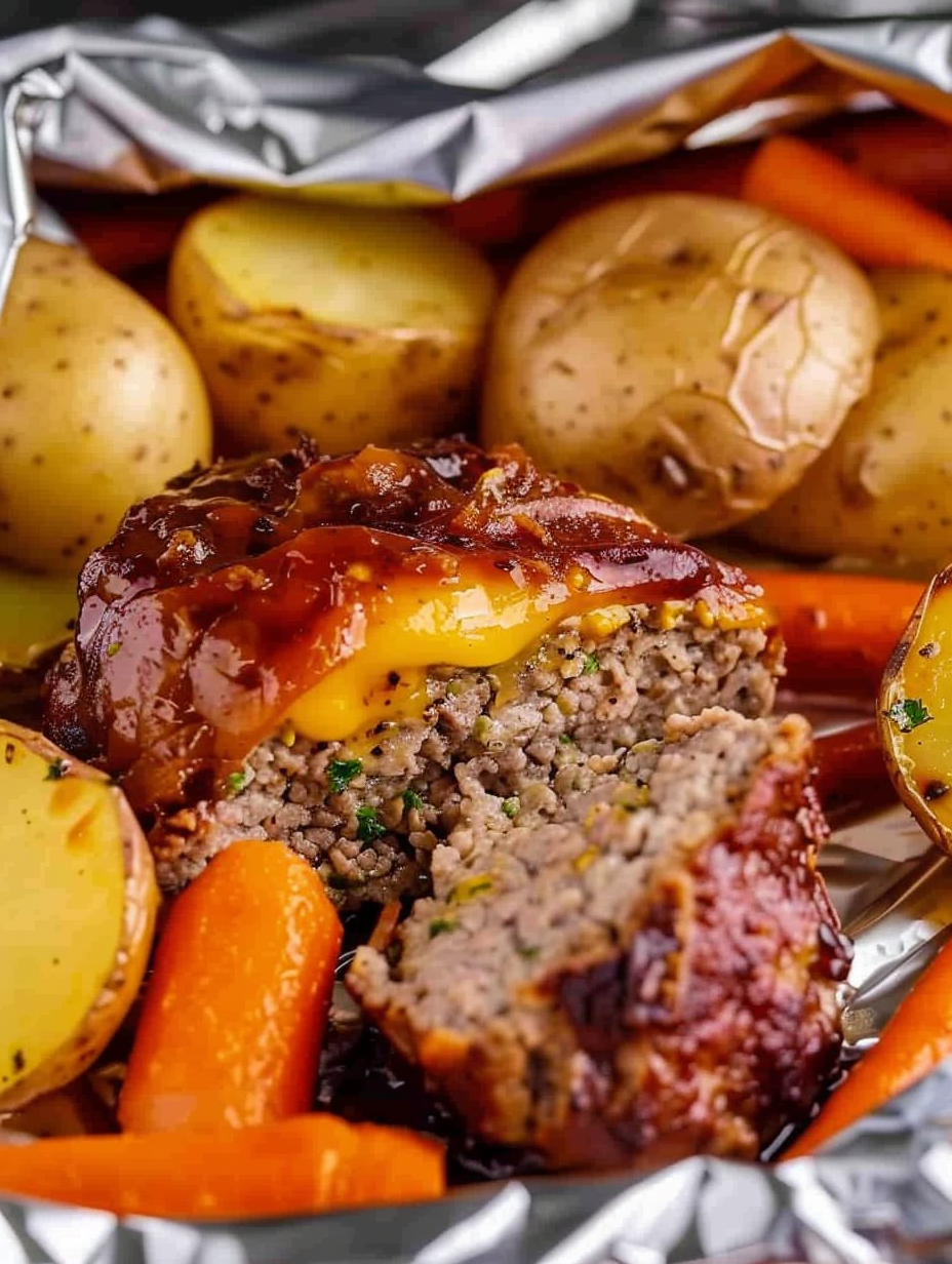 Burger Hobo packet opened with melty cheese