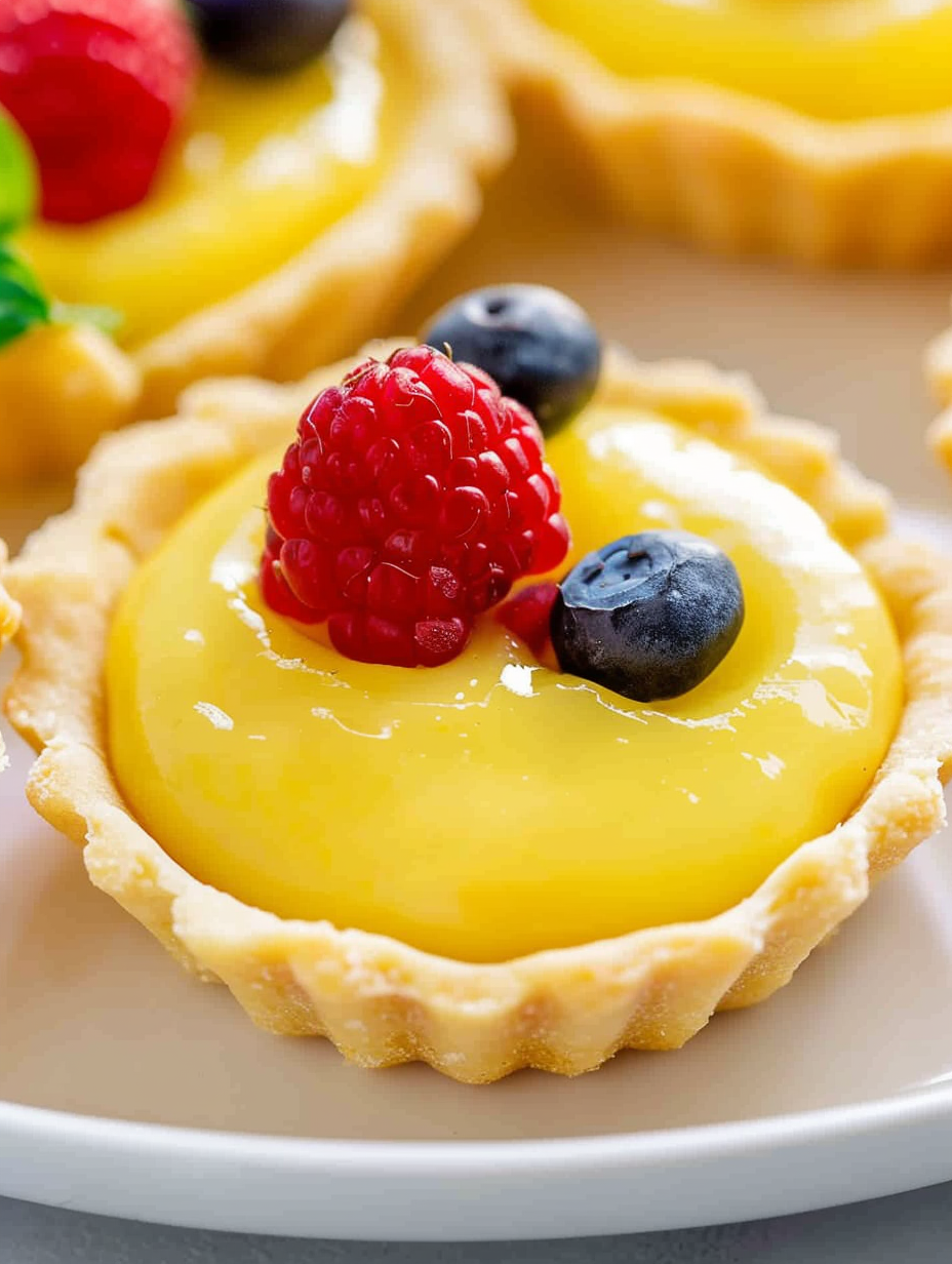 Mini lemon tarts cooling in a pan