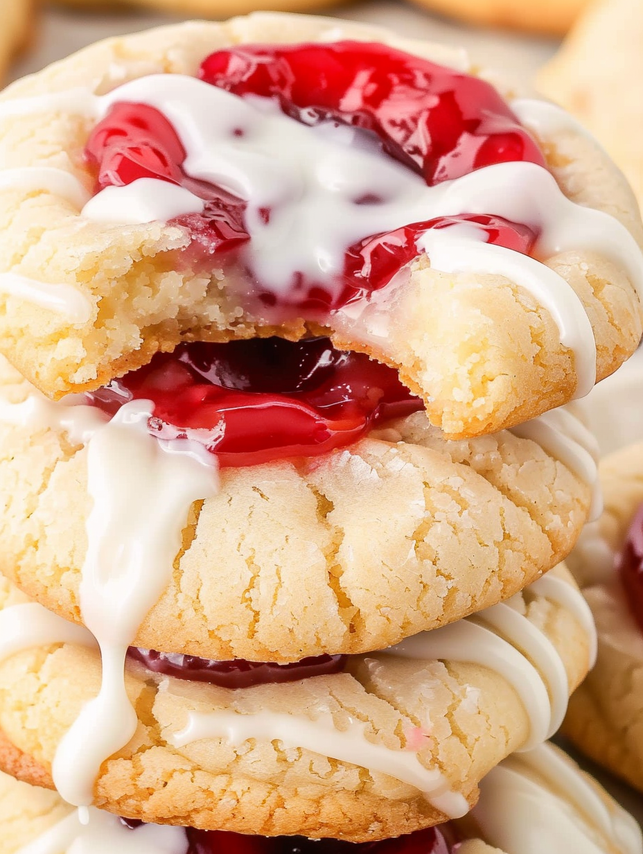 Cherry pie cookies on a cooling rack