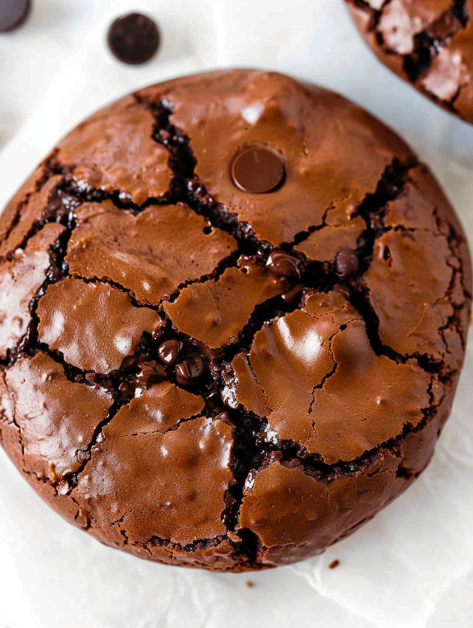 Small batch flourless chocolate cookies on a parchment-lined baking sheet