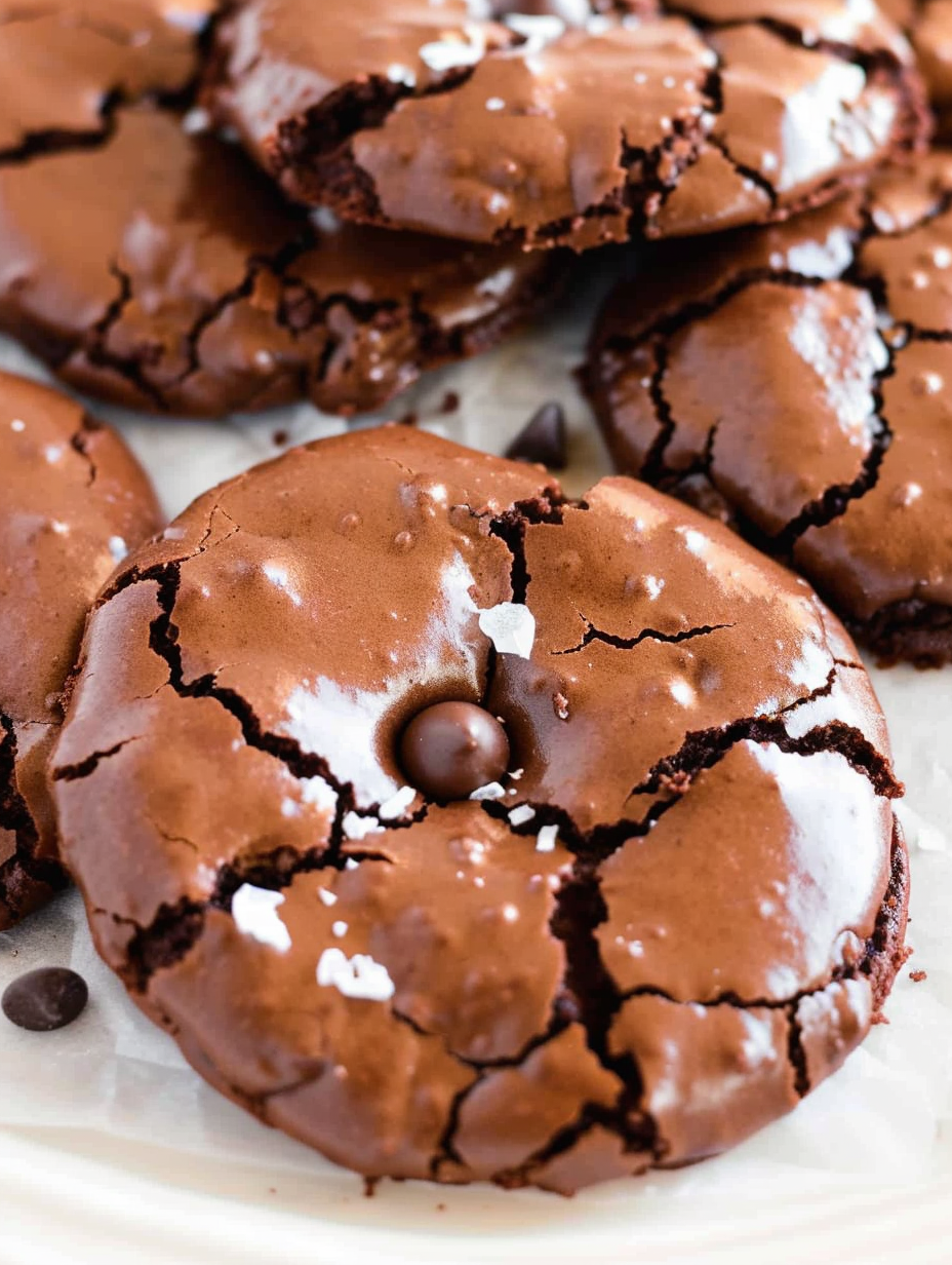 Close-up of crinkled chocolate cookie surface